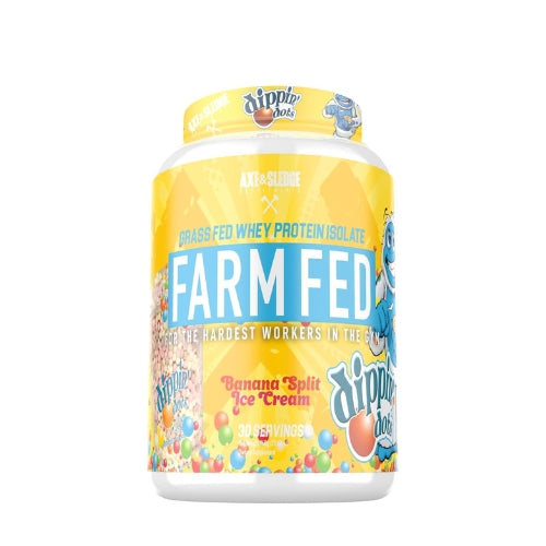 Axe & Sledge Supplements Farm Fed Grass-Fed Whey Protein Isolate - 30 Servings (Banana Split Ice Cream)