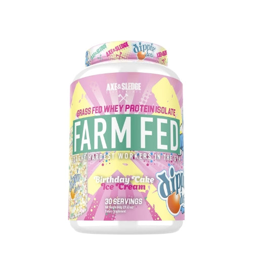 Axe & Sledge Supplements Farm Fed Grass-Fed Whey Protein Isolate - 30 Servings (Dippin' Dots Birthday Cake Ice Cream)